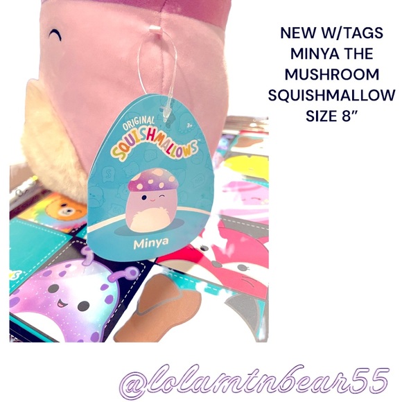 NEW W/TAGS MINYA THE MUSHROOM SQUISHMALLOW SIZE 8”, FUZZY BELLY GALAXY SHINY TOP - Picture 3 of 5